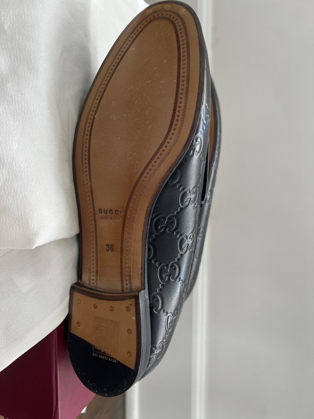 Gucci Black Embossed GG Horsebit Loafers - Picture 6 of 7